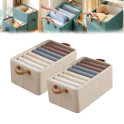 GUOGAOzz Multifunktionaler Faltschrank, Faltschrank-Aufbewahrungsbox, Schrankorganizer und Aufbewahrung für Kleidung und Hosen (Beige,2pcs) von GUOGAOzz