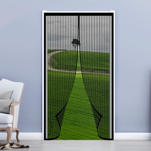 Fliegengitter Balkontür Magnet Insektenschutz Tür 98 x 217 cm Insektenschutzvorhang mit Magneten Zur Einfachen Montage Ohne Bohren für Balkontür Und Terrassentür, Schwarz von GUOGHUI