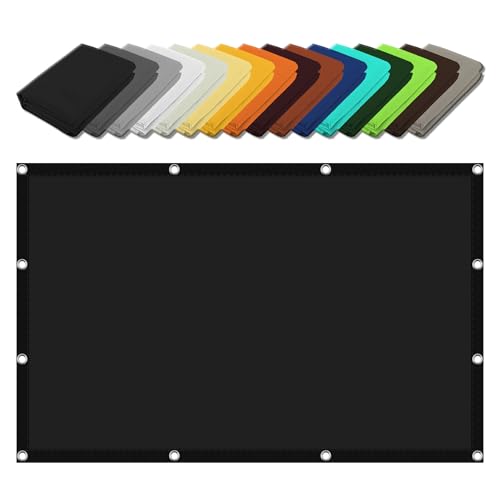 Sonnenschirm Segel Sonnenschutz Netz 1.2 x 3.4 m PES Polyester Imprägniert Uv-Schut Baldachin Garten Segel mit Ösen Segeltuch 4 × 1.5 M Seile für Balkon Terrasse, Schwarz von GUOGHUI