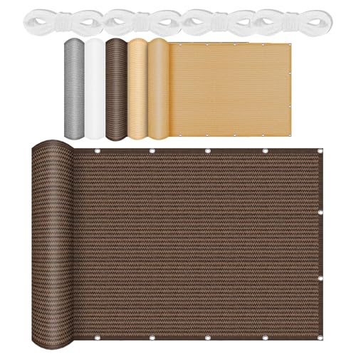 Sonnensegel Rechteckig mit Ösen 635 x 719 cm Rechteckig Atmungsaktiv Sonnenschutz Windschutz Terrassendach Sichtschutz inkl Befestigungsseile für Terrasse Camping, braun von GUOGHUI