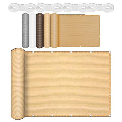 Sonnensegel Rechteckig mit Ösen 648 x 711 cm Rechteckig Atmungsaktiv Sonnenschutz Windschutz Terrassendach Sichtschutz inkl Befestigungsseile für Terrasse Camping, Creme Farben von GUOGHUI