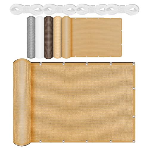 Sonnensegel Rechteckig mit Ösen 651 x 711 cm Rechteckig Atmungsaktiv Sonnenschutz Windschutz Terrassendach Sichtschutz inkl Befestigungsseile für Terrasse Camping, Sandgelb von GUOGHUI