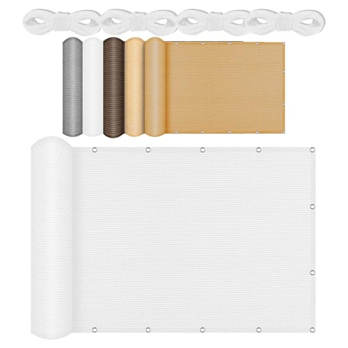 Sonnensegel Rechteckig mit Ösen 651 x 724 cm Rechteckig Atmungsaktiv Sonnenschutz Windschutz Terrassendach Sichtschutz inkl Befestigungsseile für Terrasse Camping, Weiß von GUOGHUI