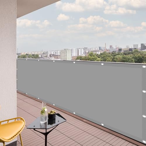 Sonnensegel mit Ösen Wasserdicht 2.6 x 3.6 m Rechteckig Wasserdicht 98% UV Schutz Schattiernetz mit Ösen Ohne Bohren mit Seil für Patio Hinterhof Rasengarten, Hellgrau von GUOGHUI