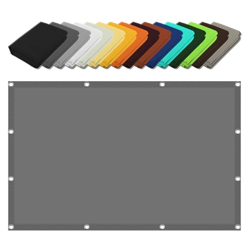 Sun Segel Sonnensegel 1.6 x 3.8 m Sichtschutz Sonnenschutz Windschutz 98% UV Sonnenschutzdach Segeltuch mit Ösen Segeltuch 4 × 1.5 M Seile für Terrasse Camping, Hellgrau von GUOGHUI