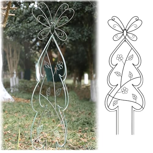 Garten Rankhilfe Spalier, Eisenkunst Obelisk Pflanzenkletterhilfe Rankgitter, Metall Distressed-Handwerkskunst Für Hinterhof-Terrassen-Blumentopf-Rasen Dekoratives(Green) von GUOGLZ
