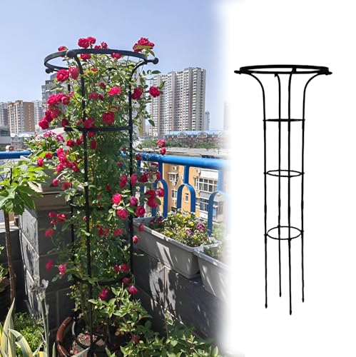 Rankhilfe Obelisk, Rankhilfe Garten Für Kletterpflanzen, Einstellbare Höhen Pflanze Spalier Für Topfpflanzen Tomaten Gurken Clematis Rose(Black,215cm/7.1ft) von GUOGLZ
