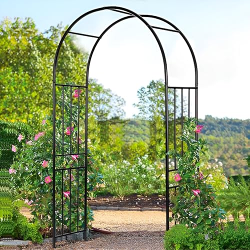 Rosenbogen, Stabiles Metallgestell Rosenbogen Torbogen, Gartenbogen Aus Metall, Für Kletterpflanzen, Stabiler Rankbogen Für Innen- Und Außenbereich Rasen(250 * 240cm) von GUOGLZ