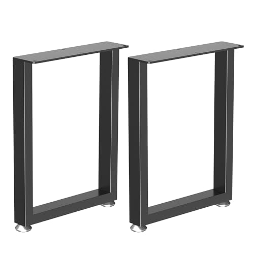 GUOHNHE Vierkantprofil Metall Tischbeine, Industrial Tischgestell Tischkufen, Schreibtisch Beine, Möbelfüße für DIY Sitzbank, Belastbar Bis 500 KG, 2er Set, Höhe 43cm, Schwarz, SGK001B von GUOHNHE