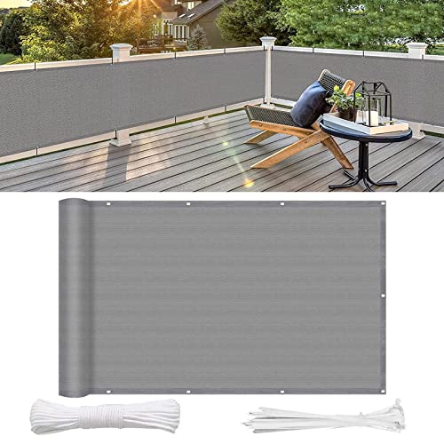 Balkon Sichtschutz Balkonabdeckung 100 x 250 cm Windschutz Staubschutz Balkonverkleidung blickdichte mit Ösen und Kabelbinder für Balkon Zaun Terrassen Garten, Grau Balkon Sichtschutz Balkonabdeckung 100 x 250 cm Windschutz Staubschutz Balkonverkleidung blickdichte mit Ösen und Kabelbinder für Balkon Zaun Terrassen Garten, Grau von GUOJUN