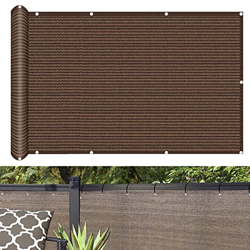 Balkon Sichtschutz Balkonabdeckung 85 x 250 cm Wind HDPE UV-Schutz Balkonumspannungen blickdichte mit Kabelbinder Ohne Bohren für Garten Balkon Terrasse Outdoor, Braun von GUOJUN