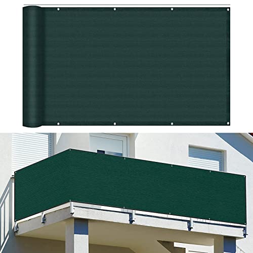 Balkon Sichtschutz Balkonabdeckung 95 x 250 cm Windschutz Staubschutz Balkonumrandung balkonverkleidung mit Ösen und Kordel für Garten Balkon Terrasse Outdoor, Grün von GUOJUN