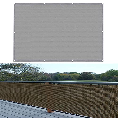 Balkon sichtschutz 110 x 450 cm Windschutz Staubschutz Balkonverkleidung blickdichte mit Ösen und Kabelbinder für Balkongeländer Garten, Grau von GUOJUN