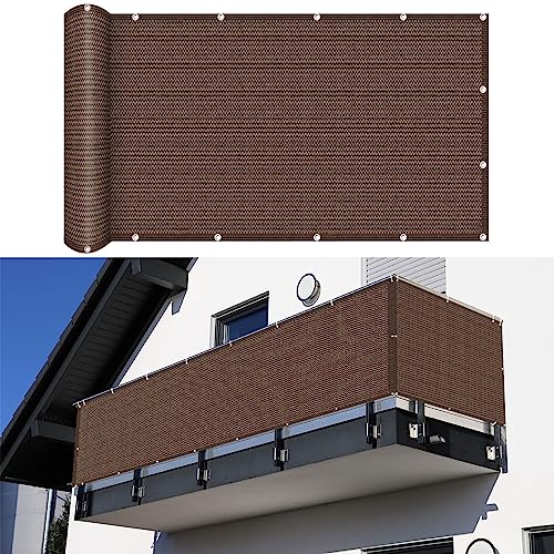 Balkon sichtschutz 130 x 400 cm Sonnenschutz atmungsaktiv Sichtschutz Balkonumspannungen mit Ösen und Kabelbinder für Balkon Zaun Terrassen Garten, Braun Balkon sichtschutz 130 x 400 cm Sonnenschutz atmungsaktiv Sichtschutz Balkonumspannungen mit Ösen und Kabelbinder für Balkon Zaun Terrassen Garten, Braun von GUOJUN