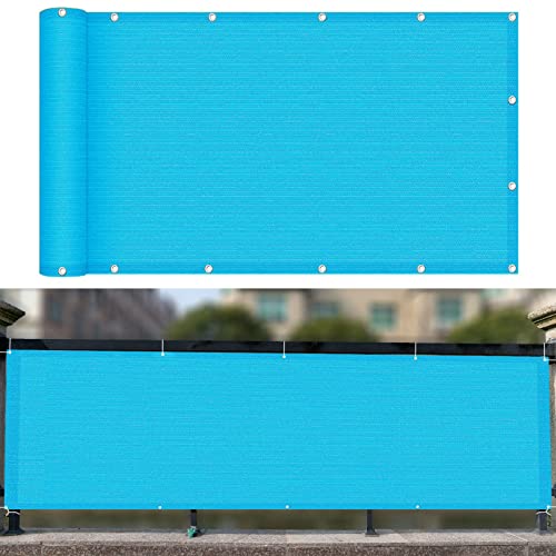 Balkon sichtschutz 70 x 550 cm Sonnenschutz atmungsaktiv Balkonsichtschutz Seitenmarkise mit Kabelbinder Ohne Bohren für Garten Balkon Terrasse Outdoor, Blau von GUOJUN