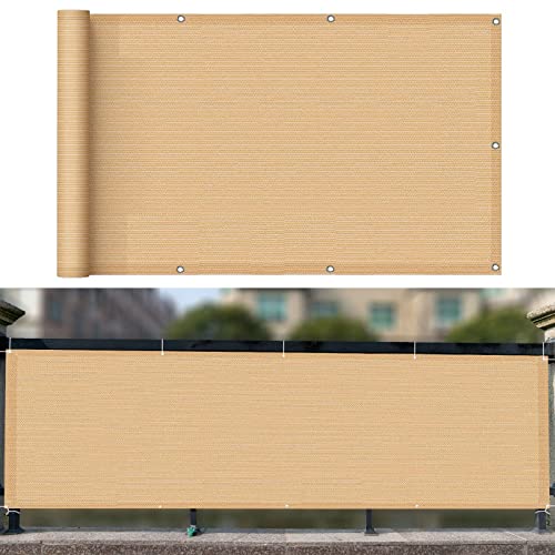 Balkon sichtschutz 85 x 550 cm Windschutz Staubschutz Sichtschutz BalkonWindschutz mit Ösen und Kabelbinder für Balkongeländer Garten, Beige Balkon sichtschutz 85 x 550 cm Windschutz Staubschutz Sichtschutz BalkonWindschutz mit Ösen und Kabelbinder für Balkongeländer Garten, Beige von GUOJUN