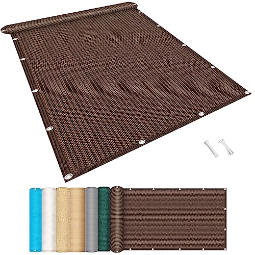 Balkon sichtschutz 90 x 600 cm Wind HDPE UV-Schutz Balkonabdeckung Balkonsichtschutz mit Kabelbinder Ohne Bohren für Balkongeländer Garten, Braun von GUOJUN