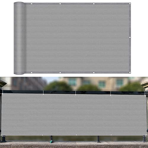 Balkonbespannung 60 x 350 cm Wind HDPE UV-Schutz Innen Balkonverkleidung mit Kabelbinder Ohne Bohren für Balkon Zaun Terrassen Garten, Grau von GUOJUN