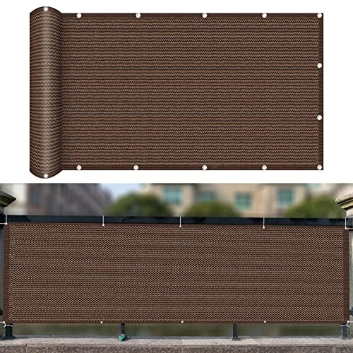 Balkonbespannung 60 x 350 cm Windschutz Staubschutz Sichtschutz Balkonumspannungen mit Ösen und Kordel für Balkon Zaun Terrassen Garten, Braun von GUOJUN