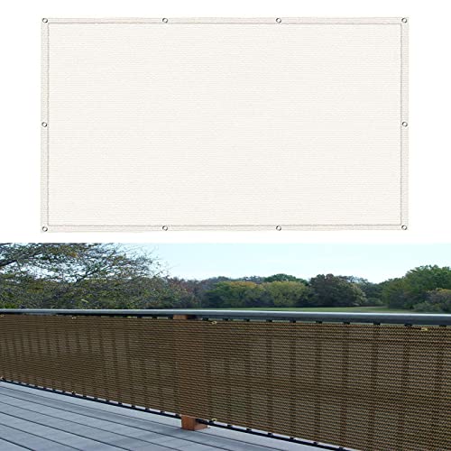 Balkonbespannung 65 x 500 cm Reißfest UV-Schutz atmungsaktiv Balkon Sichtschutz Bespannung mit Kabelbinder Ohne Bohren für Balkon Zaun Terrassen Garten, Weiß von GUOJUN