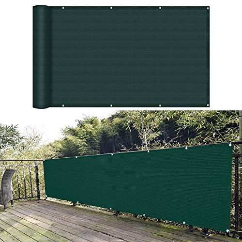 Balkonbespannung 90 x 650 cm Sonnenschutz atmungsaktiv Balkon Sichtschutz Balkonumspannungen mit Kabelbinder Ohne Bohren für Balkon Terrasse Garten, Grün von GUOJUN