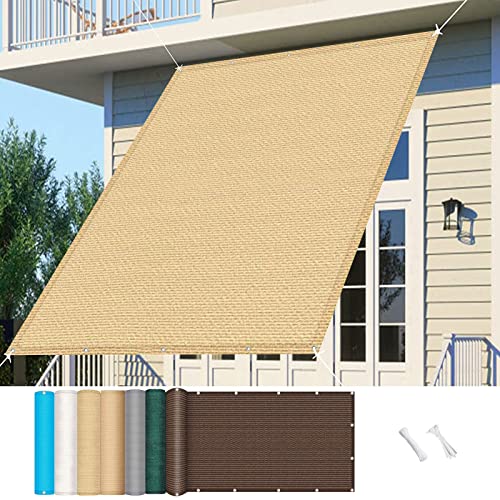Sonnensegel 2.2 x 2.4 m Sonnenschutz Windschutz HDPE Garten Sonnendach Pool Pergola mit Ösen und Kabelbinder für Garten Outdoor, Sandgelb von GUOJUN