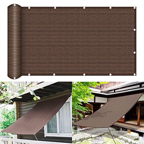 Sonnensegel 4 x 6 m Wetterbeständig atmungsaktiv Sonnenschirm Segel Sonnenschutz Netz mit Kabelbinder Ohne Bohren für Garten Balkon Terrasse, Braun von GUOJUN