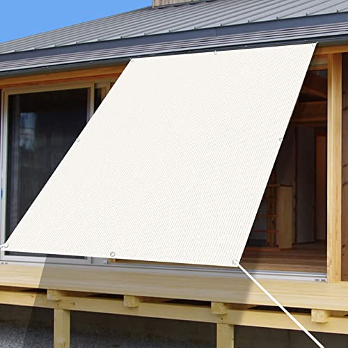 Sonnensegel 4 x 7.5 m Wasserdurchlässig Sonnenschutz Gewächshaus Schattiernetz mit Ösen und Kordel für Terrasse Garten Balkon Camping, Weiß von GUOJUN