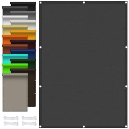 Sonnensegel 650 x 720 cm Wasserdicht Rechteckig Sonnenschutz Windschutz Sonnensegel Sonnenschutz Windschutz mit Ösen Und Kordel, Nach Mass für Balkon Terrasse Garten, Dunkelgrau von GUOJUN