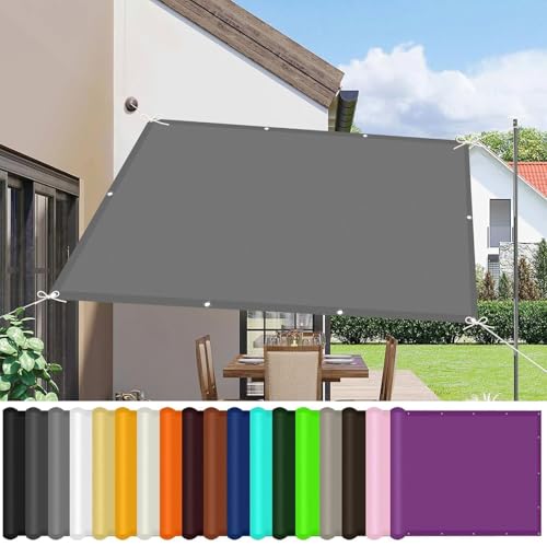 Sonnensegel Rechteckig 500 x 720 cm Uv-Schutz Wetterfest Ohne Bohren PES Polyester Sonnensegel für Gartenpavillon Premium, mit Ösen Und Seil für Balkon Garten Terrasse, Hellgrau von GUOJUN