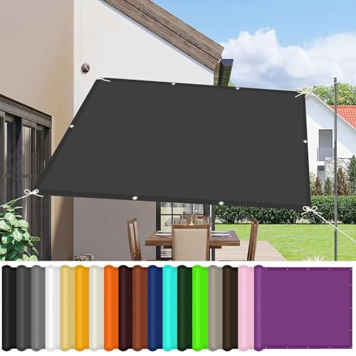 Sonnensegel Rechteckig 700 x 740 cm Uv-Schutz Wetterfest Ohne Bohren PES Polyester Sonnensegel für Gartenpavillon Premium, mit Ösen Und Seil für Balkon Garten Terrasse, Dunkelgrau von GUOJUN