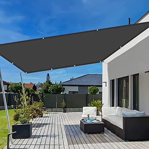 Sonnensegel Wasserdicht 1.2 x 3 m Rechteck Sonnenschutz Winddicht Segeltuch Pergola mit Spannseilen mit Befestigungs Kit für Garten Terrasse Balkon, Dunkelgrau von GUOJUN