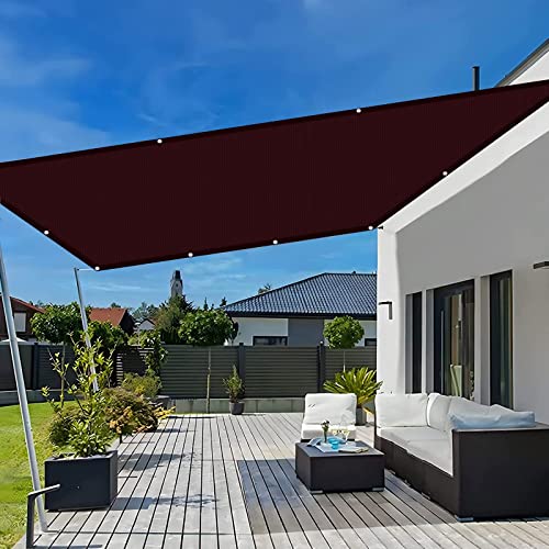Sonnensegel Wasserdicht 2.5 x 2.5 m Rechteck UV-Schutz Reißfest Segeltuch Pergola mit Spannseilen mit Befestigungs Kit für Terrasse Balkon Garten, Weinrot von GUOJUN