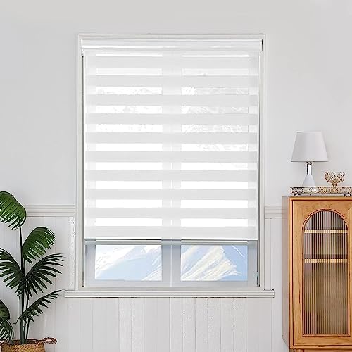 Verdunklungsrollo Klemmfix 120 x 200 cm Verdunkelung Sonnenschutz Duo Rollos für Fenster inkl. Zubehör für Fenster und Tür, Weiß von GUOJUN