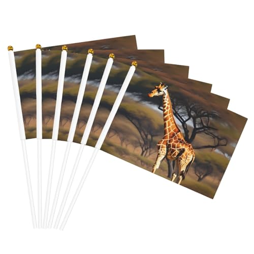 Afrika Giraffe Majestätischer Baumdruck Bequemlichkeit Handflaggen Leichte Flaggen Party Parade Events Festivals Dekor von GUOLGP