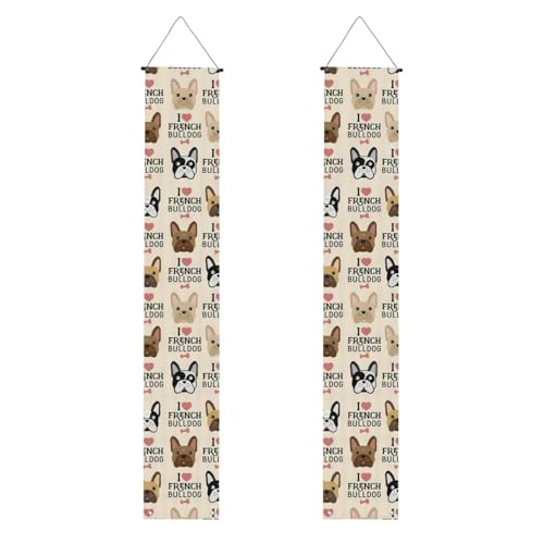 Deko-Banner mit Aufschrift "I Love French Bulldogge", für Innen- und Außenbereich, einfache Installation von GUOLGP