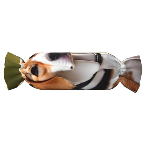 GUOLGP Beagle-Hunde-Druck, zylindrisch, hautfreundlich, Samt, Überwurfkissen, Schlafzimmer, Reisen, Lounging von GUOLGP