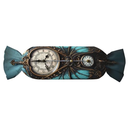 GUOLGP Kissen mit Uhr-Schmetterlings-Aufdruck, zylindrisch, hautfreundlich, Samt, Überwurfkissen, Schlafzimmer, Reisen, Lounging von GUOLGP