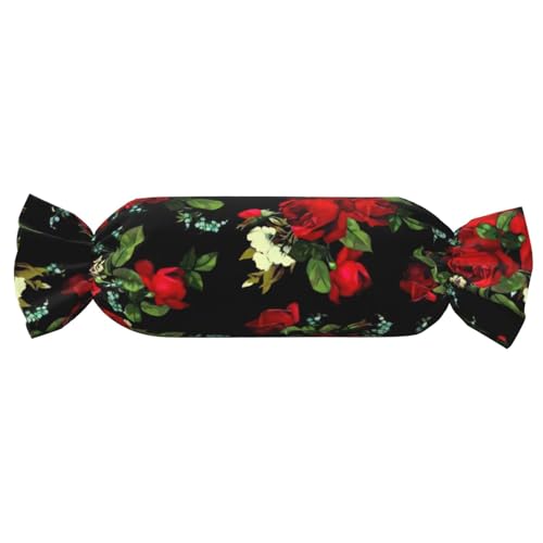 GUOLGP Schönes Rosen-Geschenkdruck, zylindrisch, hautfreundlich, Samt, Überwurfkissen, Schlafzimmer, Reisen, Lounging von GUOLGP