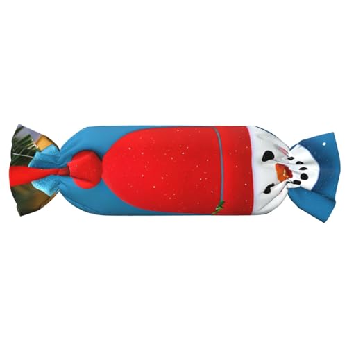 GUOLGP Weihnachtskarton, Schneemann-Druck, Süßigkeiten, zylindrisch, hautfreundlich, Samt, Überwurfkissen, Schlafzimmer, Reisen, Lounging von GUOLGP