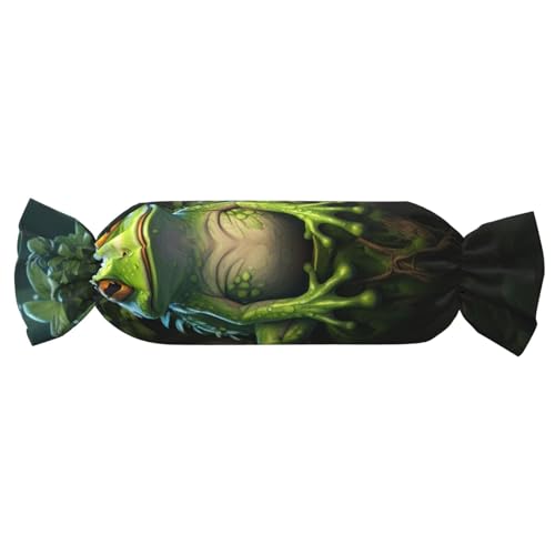 GUOLGP Zylindrisches, hautfreundliches Kissen mit Friedensfrosch-Baum-Druck, Samt, für Schlafzimmer, Reisen, Lounging von GUOLGP
