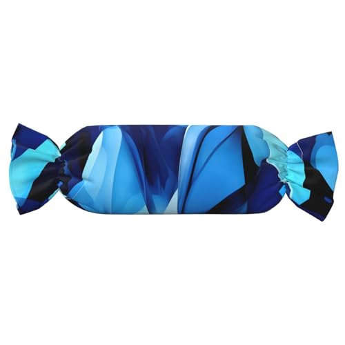 GUOLGP Zylindrisches, hautfreundliches Kissen mit abstraktem blauem Druck, Samt, für Schlafzimmer, Reisen, Lounging von GUOLGP