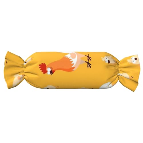 GUOLGP Zylindrisches und hautfreundliches Kissen mit Hühner-Küken-Druck, Samt, für Schlafzimmer, Reisen, Lounging von GUOLGP