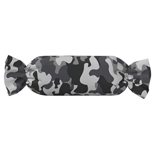 GUOLGP Zylindrisches und hautfreundliches Kissen mit abstraktem Camouflage-Druck, Samt, für Schlafzimmer, Reisen, Lounging von GUOLGP
