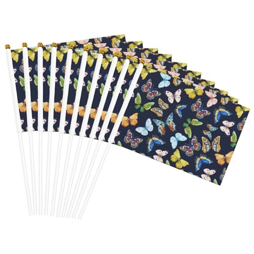 Handflaggen mit buntem Schmetterlingsmotiv, leicht, für Partys, Paraden, Veranstaltungen, Festivals, Dekorationen von GUOLGP