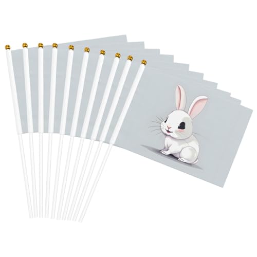 Handflaggen mit niedlichem weißen Hasen-Druck, leicht, für Partys, Paraden, Veranstaltungen, Festivals, Dekorationen Handflaggen mit niedlichem weißen Hasen-Druck, leicht, für Partys, Paraden, Veranstaltungen, Festivals, Dekorationen von GUOLGP