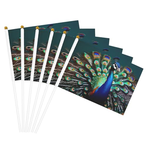Handflaggen mit schönem Pfauen-Druck, leicht, für Partys, Paraden, Veranstaltungen, Festivals, Dekorationen Handflaggen mit schönem Pfauen-Druck, leicht, für Partys, Paraden, Veranstaltungen, Festivals, Dekorationen von GUOLGP