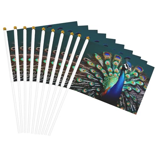 Handflaggen mit schönem Pfauen-Druck, leicht, für Partys, Paraden, Veranstaltungen, Festivals, Dekorationen Handflaggen mit schönem Pfauen-Druck, leicht, für Partys, Paraden, Veranstaltungen, Festivals, Dekorationen von GUOLGP