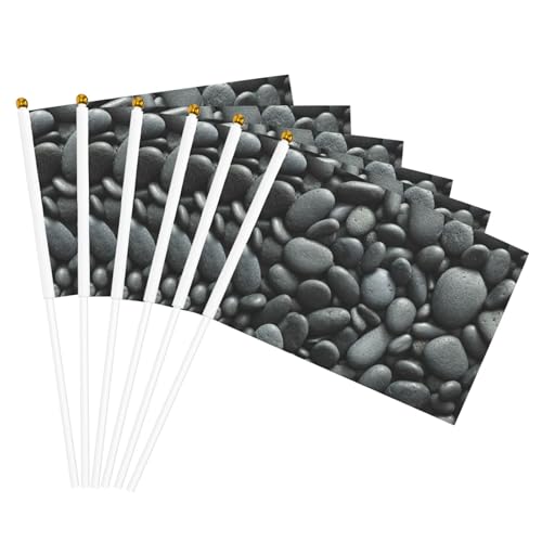 Handflaggen mit vielen schwarzen Kieselsteinen, leicht, für Partys, Paraden, Veranstaltungen, Festivals, Dekorationen von GUOLGP