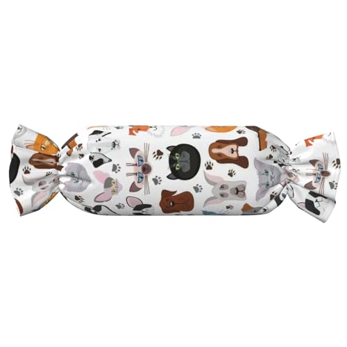 Katzen- und Hundegesichter Bulldogge Beagle Labrador Druck Süßigkeiten zylindrisch hautfreundlich Kissen Samt Wurfkissen Schlafzimmer Reise Lounging von GUOLGP